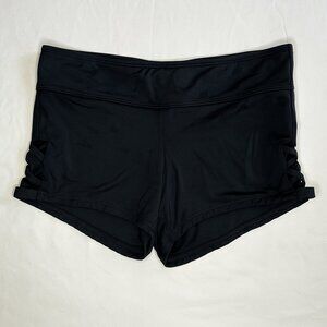 Kona Sol Women’s Small Black Lattice Side Detail Active Shorts Casual Gym-A191